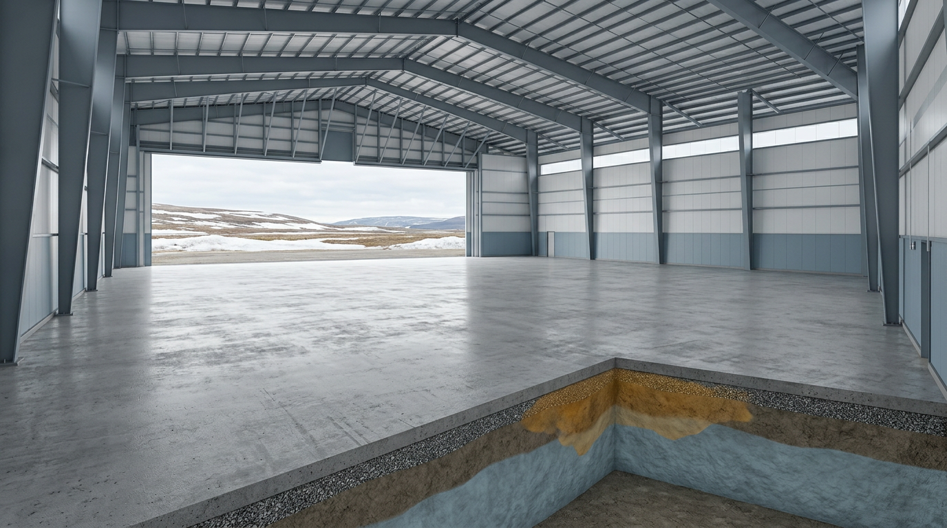 Conceptual view of hangars, depots, and operational facilities